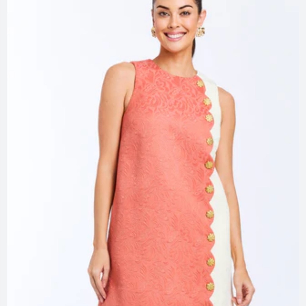 NWT Mestiza Etta Scallop Mini Dress-Terracotta & Ivory
